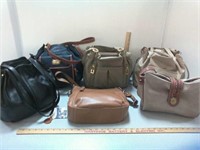 Six new leather and leather like purses/handbags