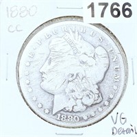 1880-CC Morgan Silver Dollar VG DETAIL
