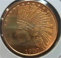 1 oz fine copper coin Indian head