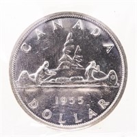 Canada 1955 Silver Dollar MS62 ICCS
