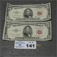 (2) Red Seal $5 Bills