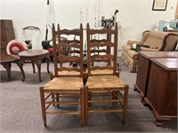 Set Of 4 Vintage Ladder Back Chairs