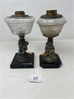 2 Figural Oil Lamps