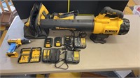 Dewalt 20V batteries/chargers, drill, blower and
