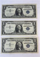 (3) 1957 BLUE SEAL SILVER CERTIFICATES