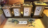 Set of 4 Carriage Clocks, H&H made in France