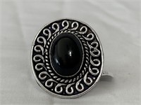 German Silver Black Onyx Ring