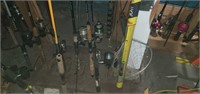 Lot of 7 fishing rods, with lures,  and 3 rods