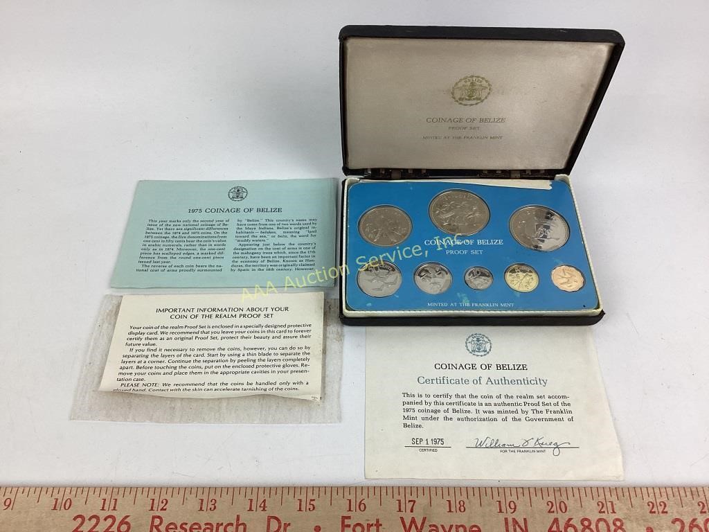 1975 Belize proof 8 silver coin set Franklin Mint