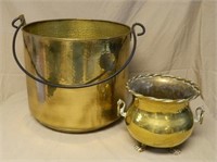 Brass Kindling Pot and Planter.