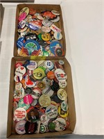 2 FLATS OF NOVELTY PINBACK BUTTONS OF ALL KINDS
