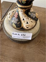 Italian Capodimonte Pierced Lamp approx. 26" H