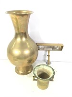 17" H Brass Vase 4.5" H Cup Piano Light