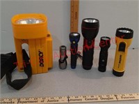 Lot of various battery operated flashlights