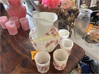 Consolidated White Guttat Water Pitcher & Tumblers