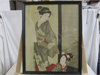 Geisha Girl Painting on Silk