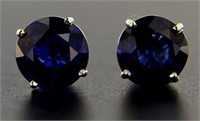 14kt Gold Round Natural 5.29 ct Sapphire Earrings