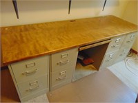 Large Office Desk with File Cabinets