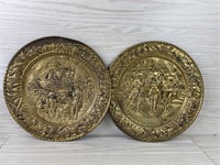 EMBOSSED BRASS WALL PLATES SET OF 2