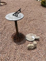 Concrete Turtle & Squirrel, Metal Sun Dial