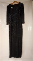 Alfred Angelo Black Sequin Gown w/ Sleeves Size 8