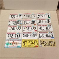 15 Wisconsin License Plates
