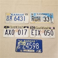 Five 1980s/90s Kansas License Plates