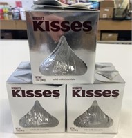 3 Large 198g Hershey's Kisses Solid Chocolate