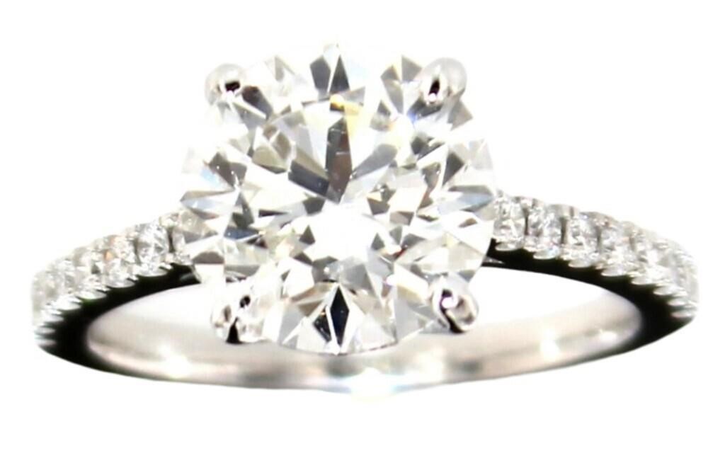 14k Gold 3.26 ct Round Lab Diamond Ring