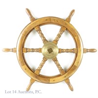 Brass & Wood Ship's Wheel, 24"