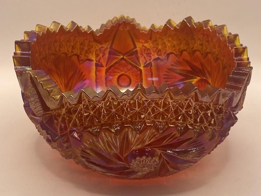 Indiana Glass Bowl Heirloom Sunset Iridescent Red