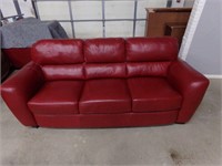 Red leather sofa like new