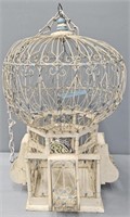 Wire & Wood Hanging Bird Cage Decor