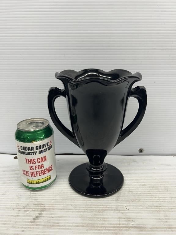 Black amethyst glass trophy vase