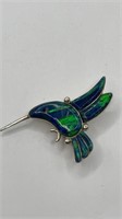 Opal Sterling Hummingbird Pin