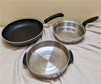 Lot of 2 Skillets Frying Pans Stainless & NonStick