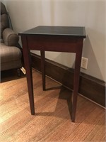 LEATHER TOP SIDE TABLE