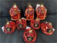 5 Glass Firefighter Ornaments