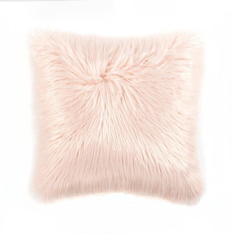 Mongolian Luca Faux Fur Blush 13x20 Pillow Cover