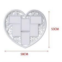 White Heart Decor Frame  6x 4x6  Size:
