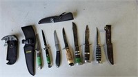 Lot of hunting knives