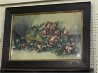 Lg. Framed Floral Watercolor-Signed