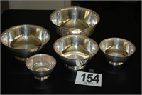 Five Nesting Silver Plate Bowls