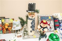 Wooden Snowman, Snowman Vanity Lamp,