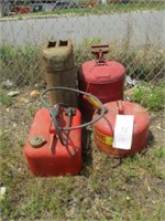 98) 2 metal gas cans, boat can, & other can