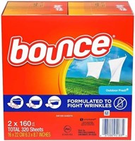 2-PK Bounce Dryer Sheets, Outdoor Fresh Scent, 320