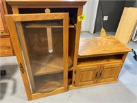 GLASS-DOOR STORAGE CABINET, WOODEN CABINET