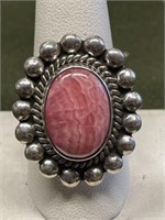 STERLING SILVER RING WITH PINK STONE SIZE 9.5