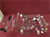 Misc. Lot of Costume Jewelry: Necklaces, Pierced