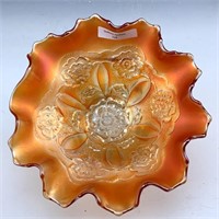 Dugan Marigold Double Stem Rose Footed Bowl